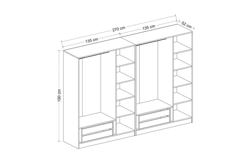 Fruitland Garderobe med Spejl - Hvid - Garderobeskabe - Garderobeskab & klædeskab