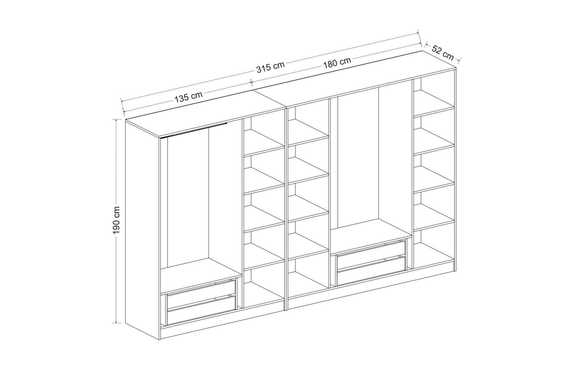 Fruitland Garderobe med Spejl - Hvid - Opbevaring - Tøjopbevaring - Garderobeskabe
