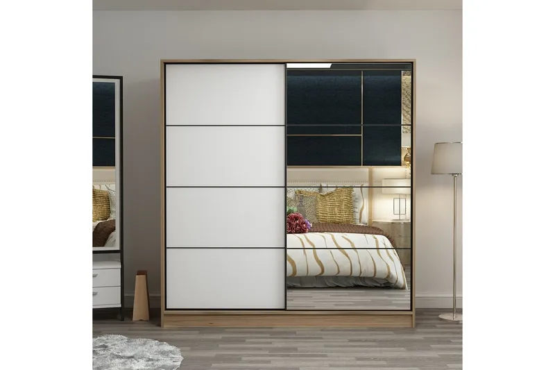 Fruitland Garderobe med Spejl, Hvid/Brun