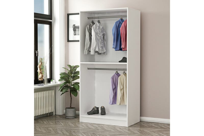 Fruitland Garderobeskab 90 cm i Malet Træ - Hvid - Opbevaring - Tøjopbevaring - Garderobeskabe