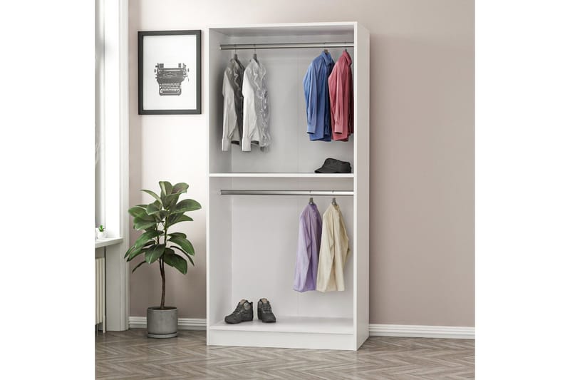 Fruitland Garderobeskab 90 cm i Malet Træ - Hvid - Opbevaring - Tøjopbevaring - Garderobeskabe