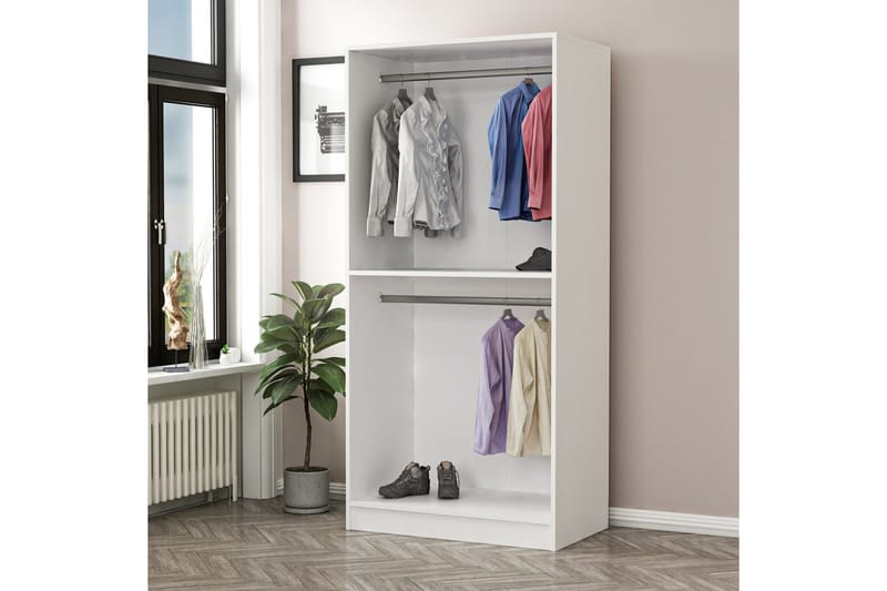 Fruitland Garderobeskab 90 cm i Malet Træ - Hvid - Opbevaring - Tøjopbevaring - Garderobeskabe