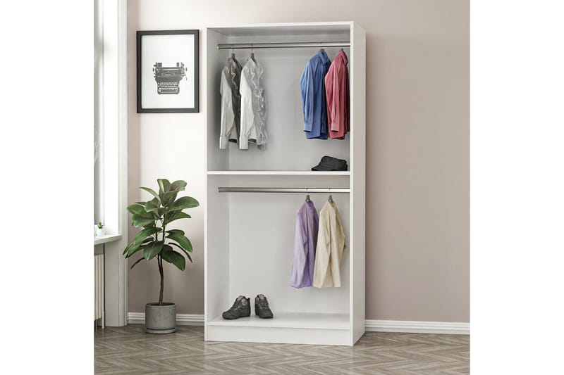 Fruitland Garderobeskab 90 cm i Malet Træ - Hvid - Opbevaring - Tøjopbevaring - Garderobeskabe