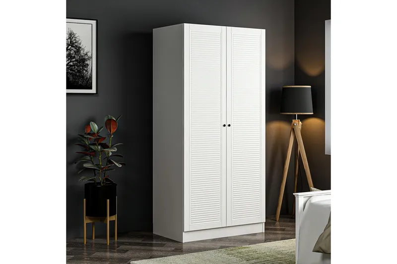 Fruitland Garderobeskab 90 cm i Malet Træ - Hvid - Opbevaring - Tøjopbevaring - Garderobeskabe