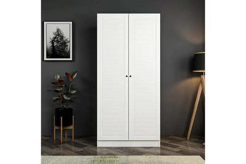 Fruitland Garderobeskab 90 cm i Malet Træ, Hvid