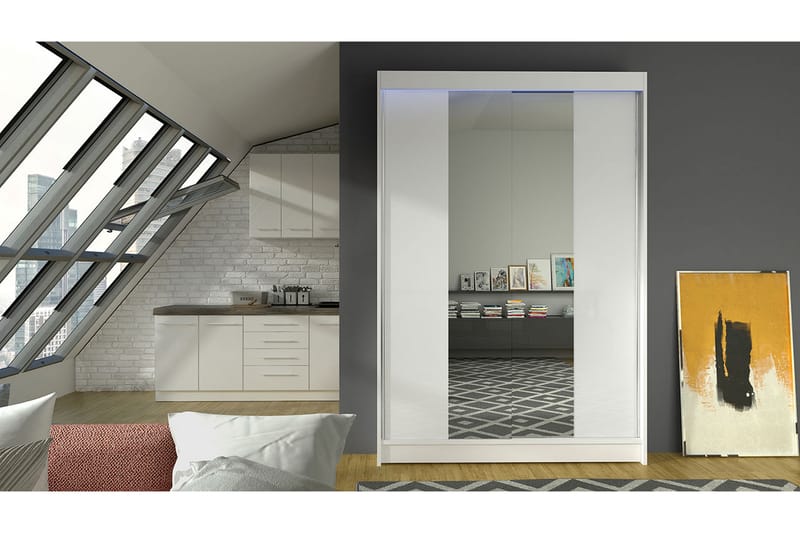 Garderobe + LED - Hvid - Opbevaring - Tøjopbevaring - Garderobeskabe