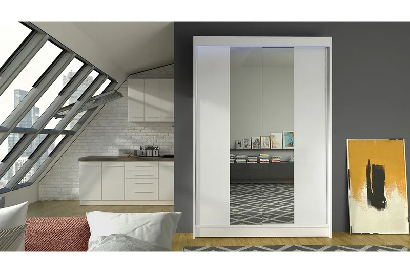 Garderobe + LED - Hvid - Opbevaring - Tøjopbevaring - Garderobeskabe - Garderobeskab & klædeskab