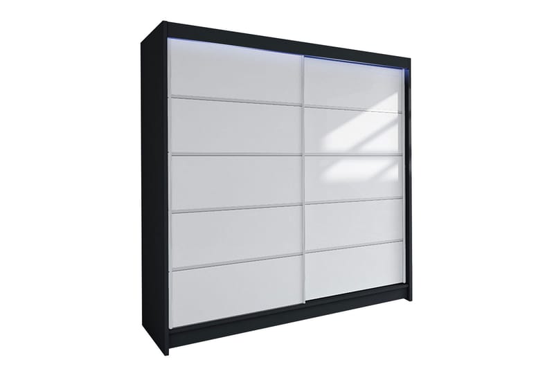 Garderobe + LED - Sort | hvid - Garderobeskabe