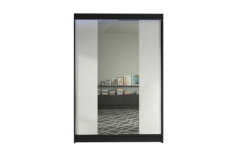 Garderobe + LED, Sort / hvid