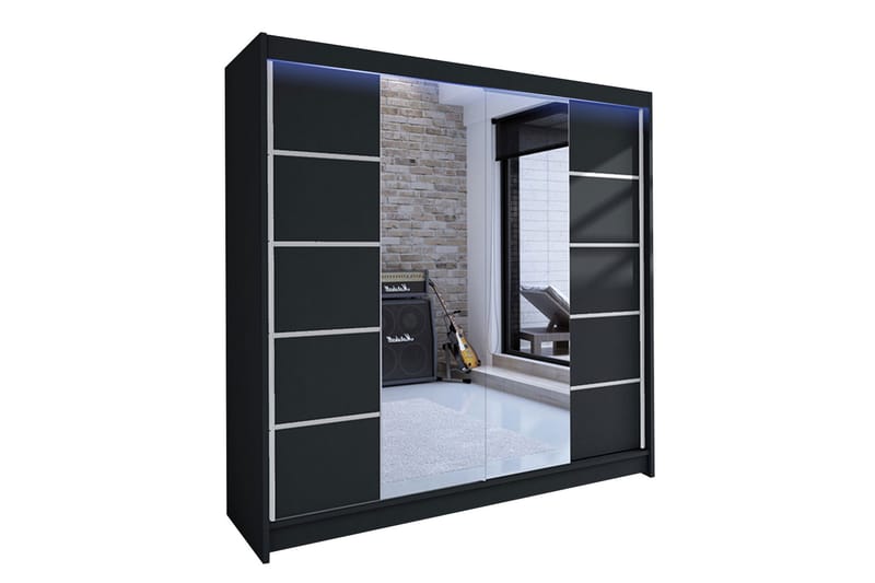 Garderobe + LED - Sort - Opbevaring - Tøjopbevaring - Garderobeskabe