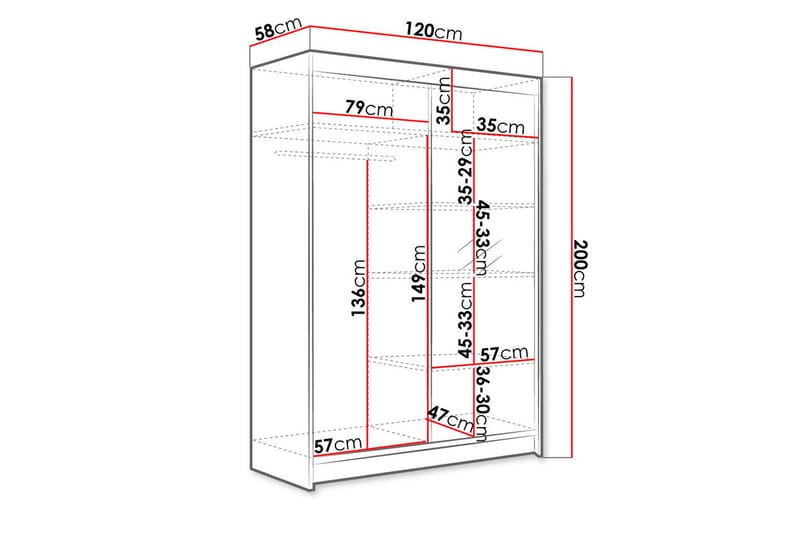 Garderobe + LED - Sort - Garderobeskabe - Garderobeskab & klædeskab