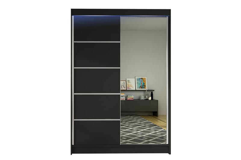 Garderobe + LED - Sort - Opbevaring - Tøjopbevaring - Garderobeskabe