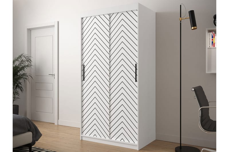 Garderobe 100 - Hvid|Sort - Opbevaring - Tøjopbevaring - Garderobeskabe