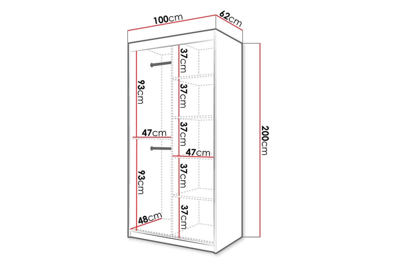 Garderobe 100 - Hvid|Sort - Garderobeskabe - Garderobeskab & klædeskab