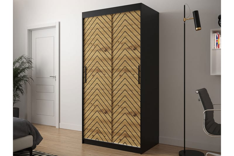 Garderobe 100 - Sort|Natur - Opbevaring - Tøjopbevaring - Garderobeskabe