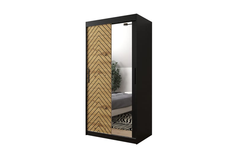 Garderobe 100 - Sort|Natur - Opbevaring - Tøjopbevaring - Garderobeskabe
