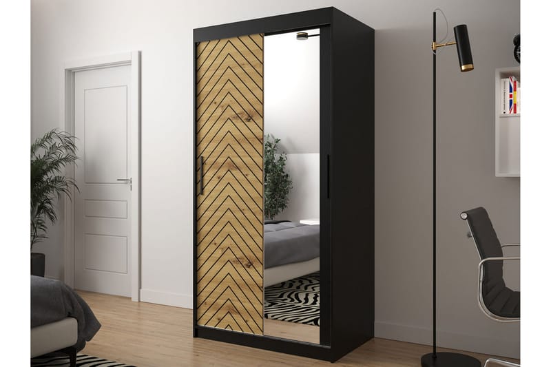 Garderobe 100 - Sort|Natur - Opbevaring - Tøjopbevaring - Garderobeskabe