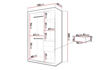 Garderobe 120 - Hvid|Sort - Opbevaring - Tøjopbevaring - Garderobeskabe