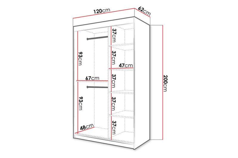 Garderobe 120 - Hvid|Sort - Garderobeskabe - Garderobeskab & klædeskab