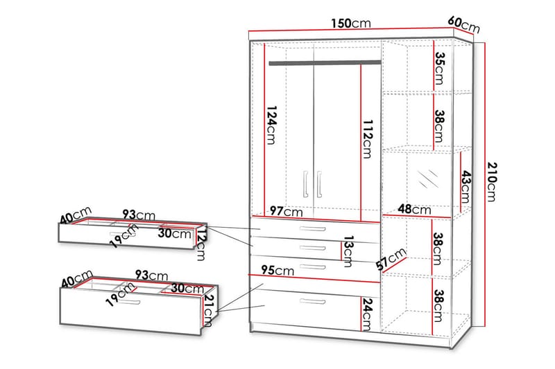 Garderobe 150 - Hvid - Garderobeskabe - Garderobeskab & klædeskab