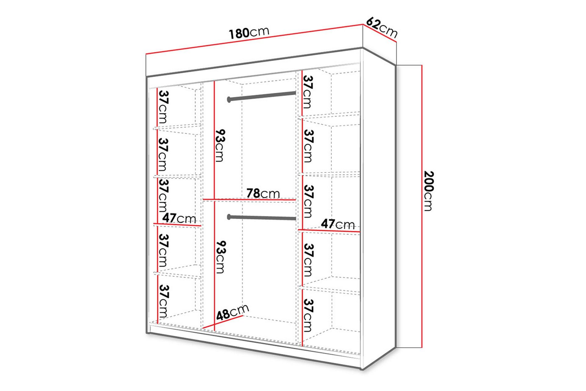 Garderobe 180 - Sort|Natur - Opbevaring - Tøjopbevaring - Garderobeskabe