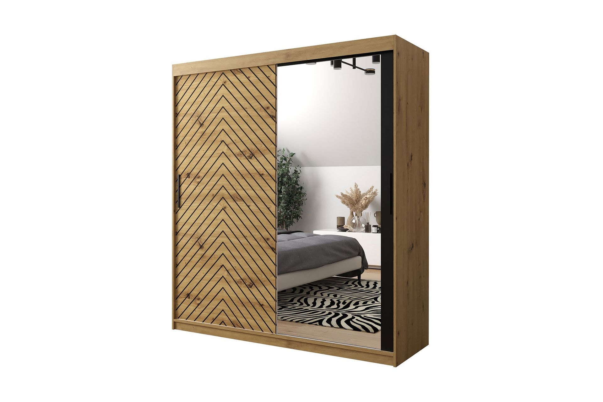 Garderobe 180 - Sort|Natur - Opbevaring - Tøjopbevaring - Garderobeskabe