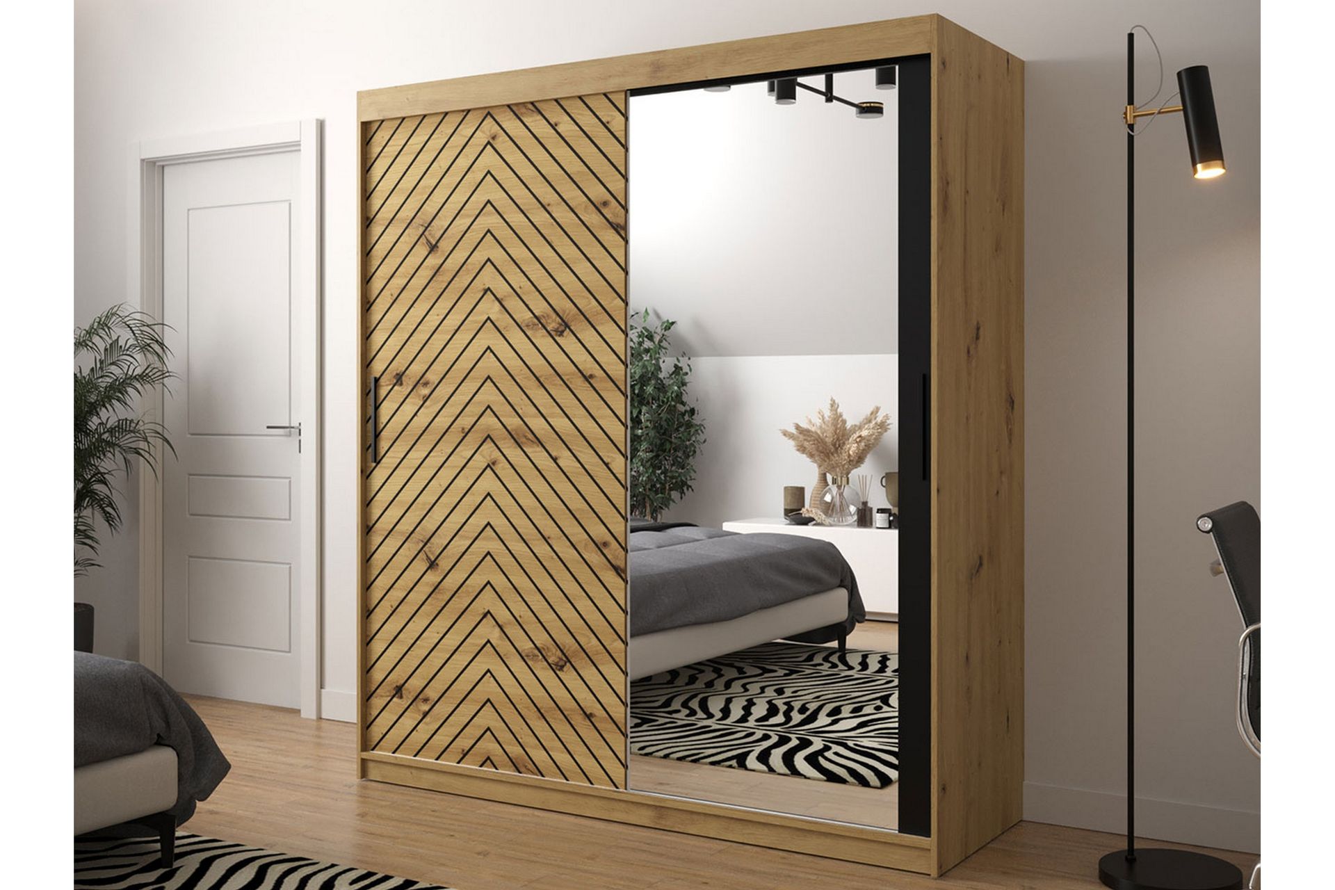 Garderobe 180 - Sort|Natur - Opbevaring - Tøjopbevaring - Garderobeskabe