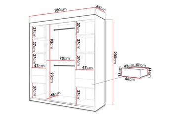 Garderobe 180 - Sort|Natur - Opbevaring - Tøjopbevaring - Garderobeskabe