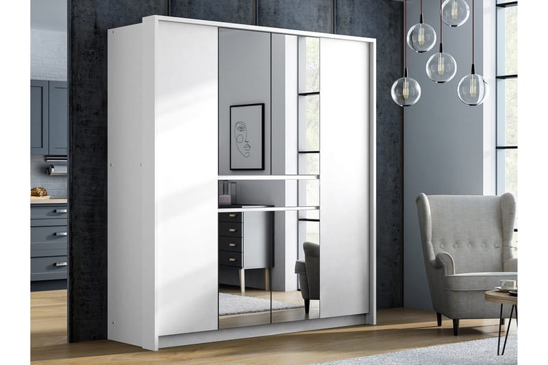 Garderobe 200 cm - Hvid - Opbevaring - Tøjopbevaring - Garderobeskabe