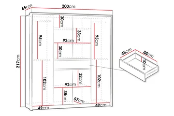 Garderobe 200 cm - Hvid - Opbevaring - Tøjopbevaring - Garderobeskabe