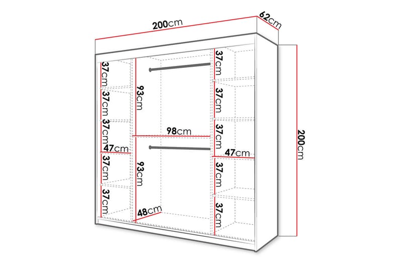 Garderobe 200 - Hvid|Sort - Garderobeskabe - Garderobeskab & klædeskab