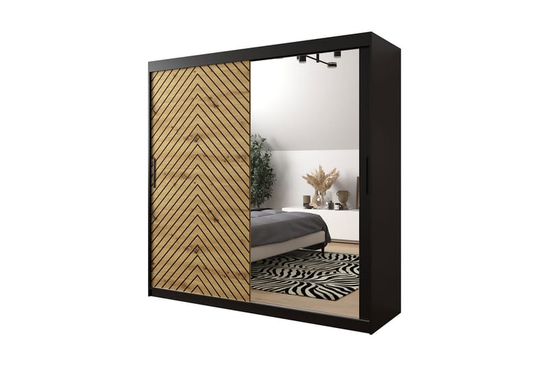 Garderobe 200 - Sort|Natur - Opbevaring - Tøjopbevaring - Garderobeskabe