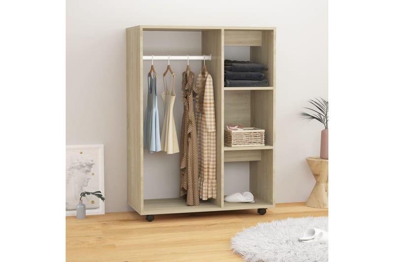 garderobe 80x40x110 cm spånplade sonoma-eg - Brun - Opbevaring - Tøjopbevaring - Garderobeskabe