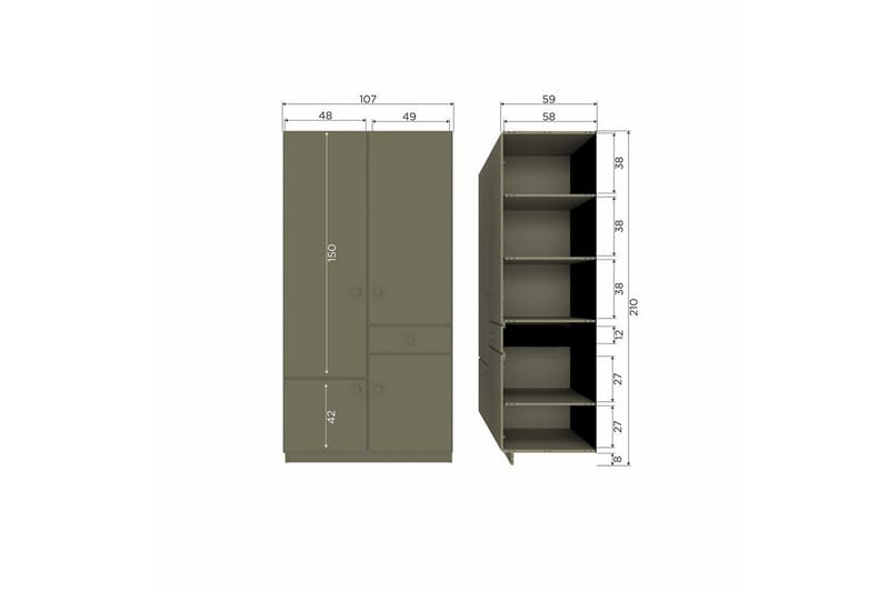 Garderobe Alfie - 107 cm - Opbevaring - Tøjopbevaring - Garderobeskabe