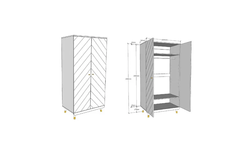 Garderobe Billy Hvid 2-døre - 2-døre - Opbevaring - Tøjopbevaring - Garderobeskabe
