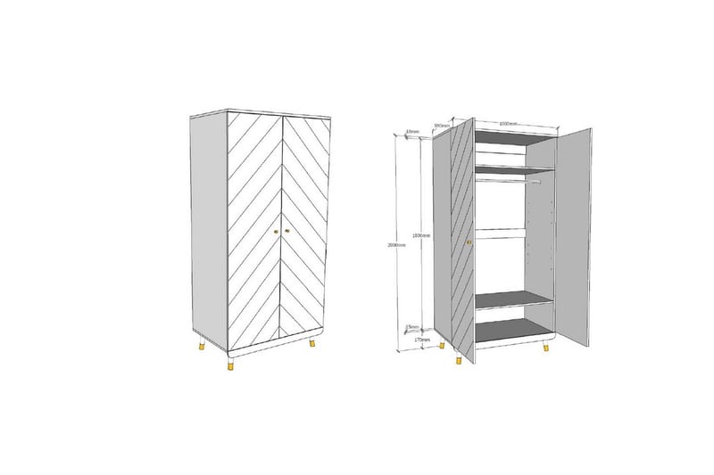 Garderobe Billy Hvid 2-døre - 2-døre - Opbevaring - Tøjopbevaring - Garderobeskabe