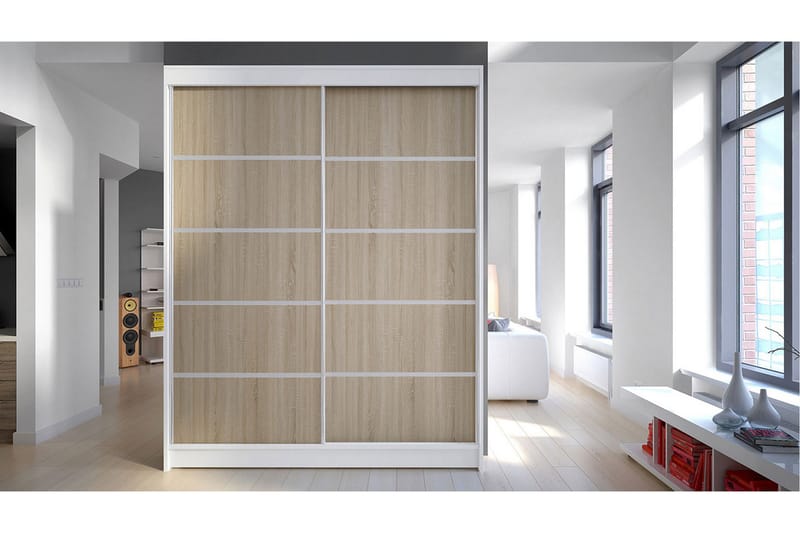 Garderobe Camino - Hvid/Eg - Opbevaring - Tøjopbevaring - Garderobeskabe