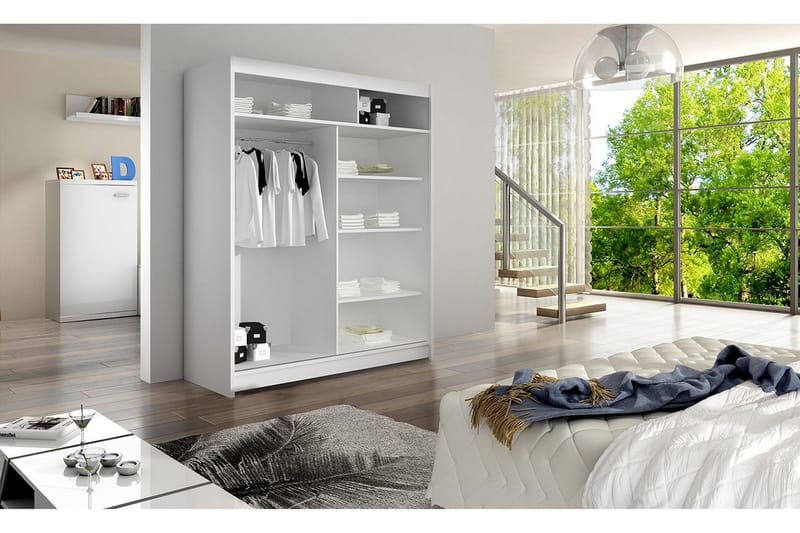 Garderobe Camino - Hvid/Eg - Opbevaring - Tøjopbevaring - Garderobeskabe