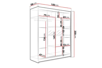Garderobe Camino - Sort/Hvid - Opbevaring - Tøjopbevaring - Garderobeskabe