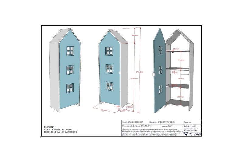 Garderobe Casami Brugge Blå - Blå - Opbevaring - Tøjopbevaring - Garderobeskabe