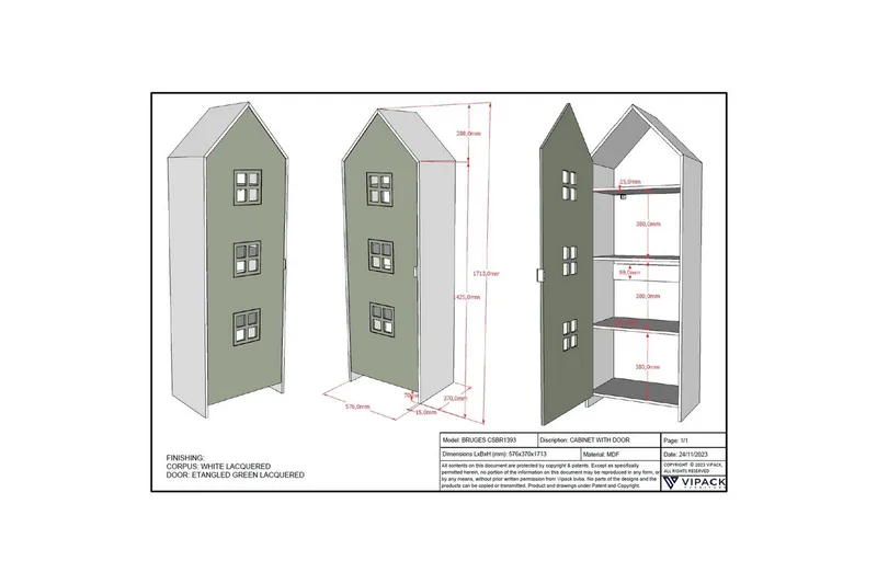 Garderobe Casami Brugge Grøn - Grøn - Opbevaring - Tøjopbevaring - Garderobeskabe
