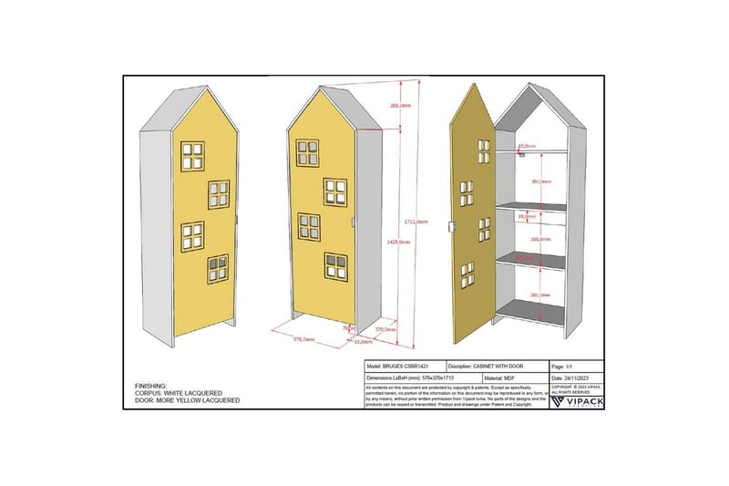 Garderobe Casami Brugge Gul - Gul - Opbevaring - Tøjopbevaring - Garderobeskabe