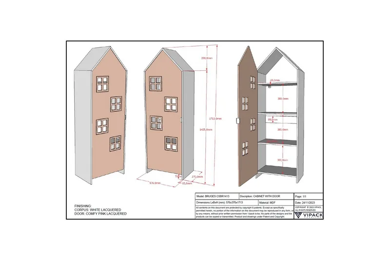 Garderobe Casami Brugge Pink - Pink - Opbevaring - Tøjopbevaring - Garderobeskabe