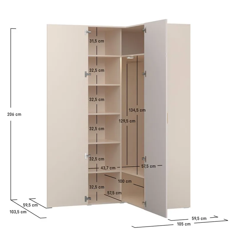 Garderobe Hjørne 4 You Fresh - Eg - Opbevaring - Tøjopbevaring - Garderobeskabe - Hjørnegarderobe