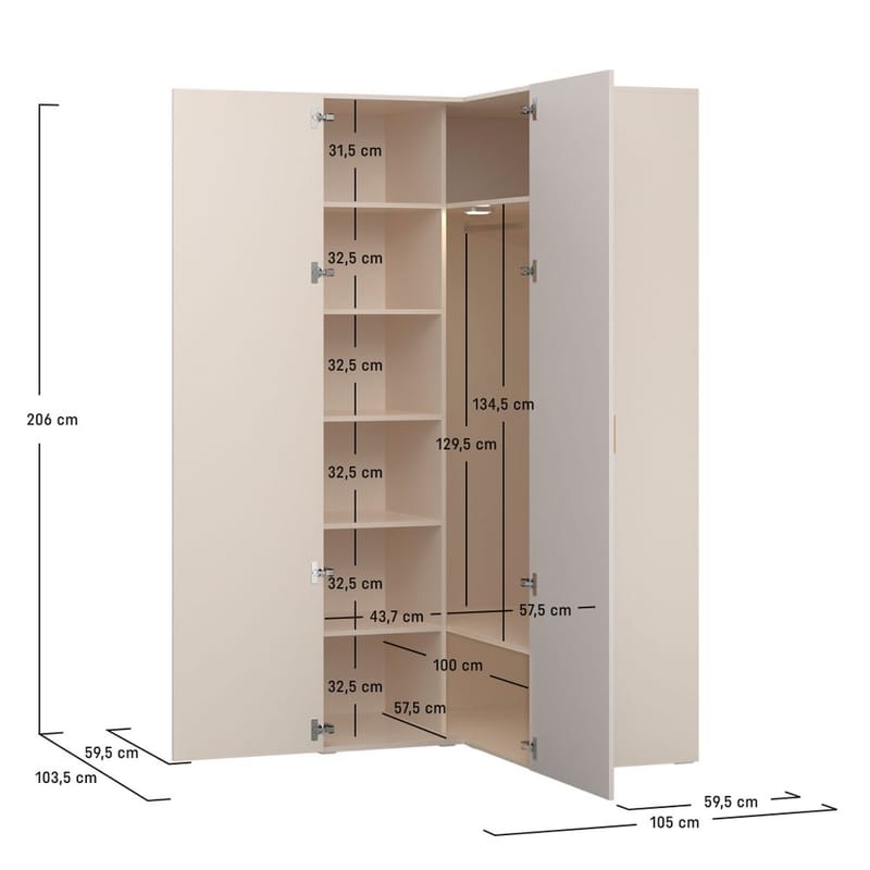 Garderobe Hjørne 4 You Fresh - Eg - Opbevaring - Tøjopbevaring - Garderobeskabe - Hjørnegarderobe