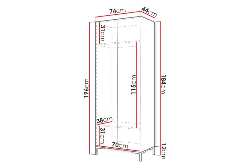 Garderobe - Hvid|Guld - Garderobeskabe - Garderobeskab & klædeskab