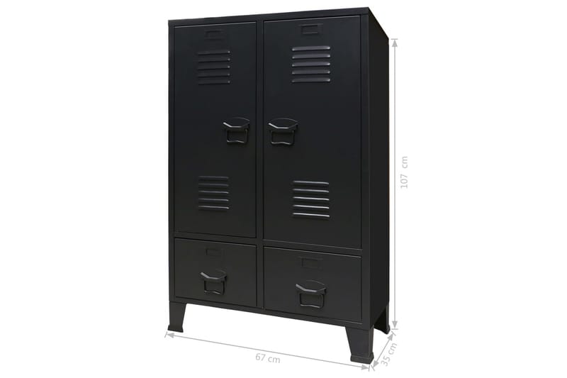 Garderobe I Metal Industriel Stil 67 X 35 X 107 Cm Sort - Sort - Opbevaring - Tøjopbevaring - Garderobeskabe