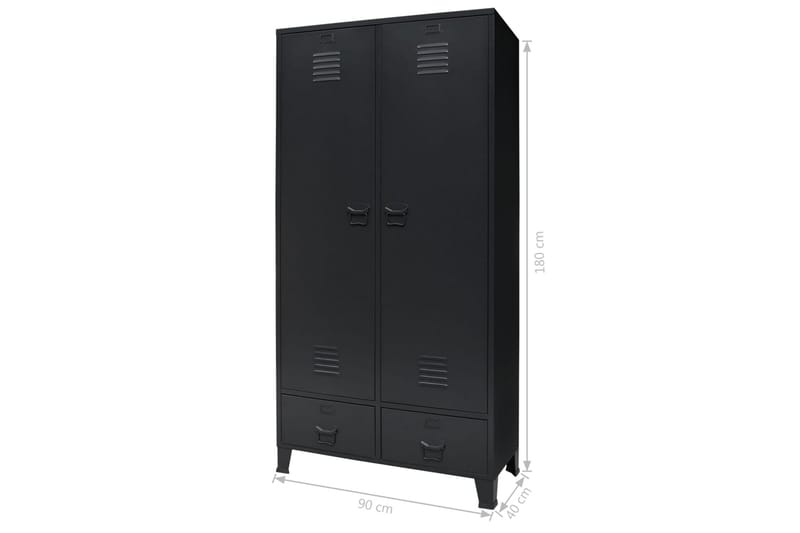Garderobe I Metal Industriel Stil 90 X 40 X 180 Cm Sort - Sort - Opbevaring - Tøjopbevaring - Garderobeskabe