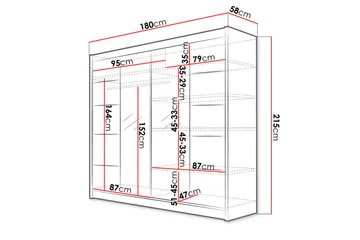 Garderobe + LED - Hvid | Sort - Opbevaring - Tøjopbevaring - Garderobeskabe