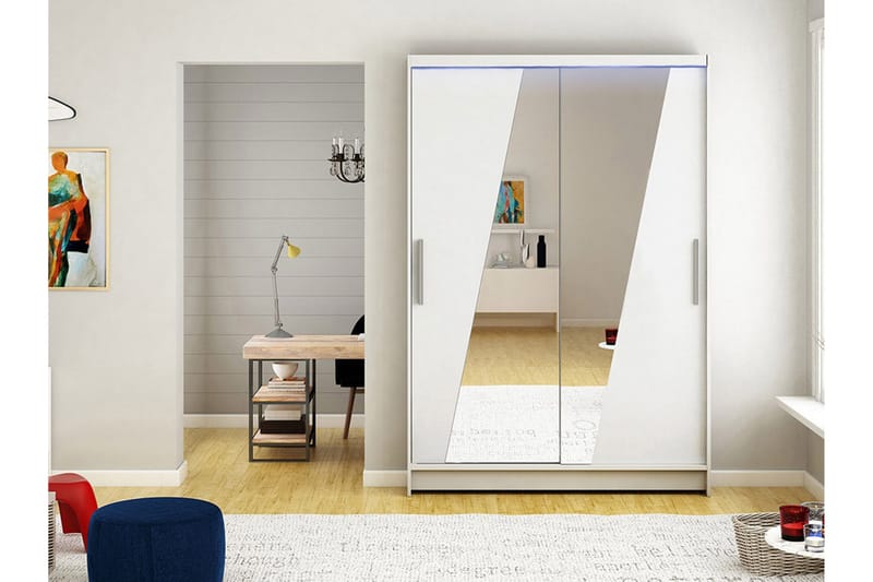 Garderobe + LED - Hvid - Opbevaring - Tøjopbevaring - Garderobeskabe - Garderobeskab & klædeskab